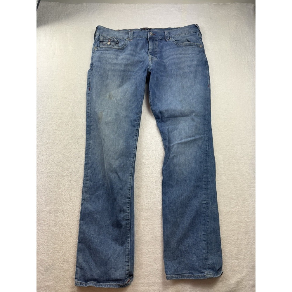 True Religion Men's Rocco Big T Flap Relaxed Skinny Mid Rise Jean SZ 40